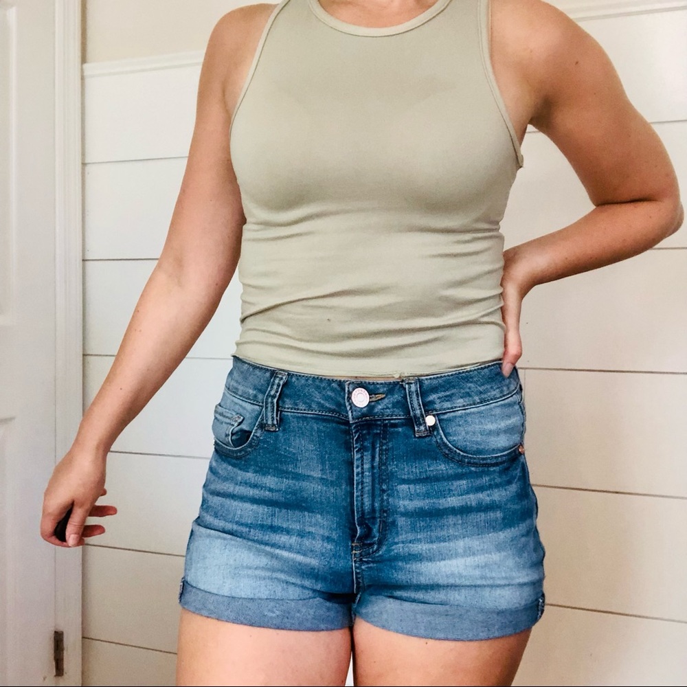 Refuge High Waisted Cuffed Denim Shorts
